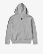 CDG Play Unisex Reverse Red Heart Zip Hooded Grey back view