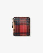 CDG Lenticular Tartan Full Zip Around Wallet Red/Yellow