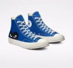 Cdg Converse Black Heart High Top Blue back view