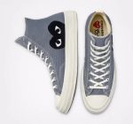 CDG Converse Black Heart High Top Grey Back View