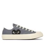 : CDG Converse Black Heart Grey Low Top front view
