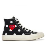 CDG Play Converse Polka Dot Red Heart Chuck Taylor All Star ’70 High Sneakers front view