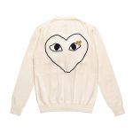 CDG Men’s V-neck Cardigan (Off-white) back view
