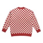CDG Red Checkered Cardigan back view
